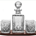 Ensemble de décanteur carré en cristal traditionnel avec bouchon de verre